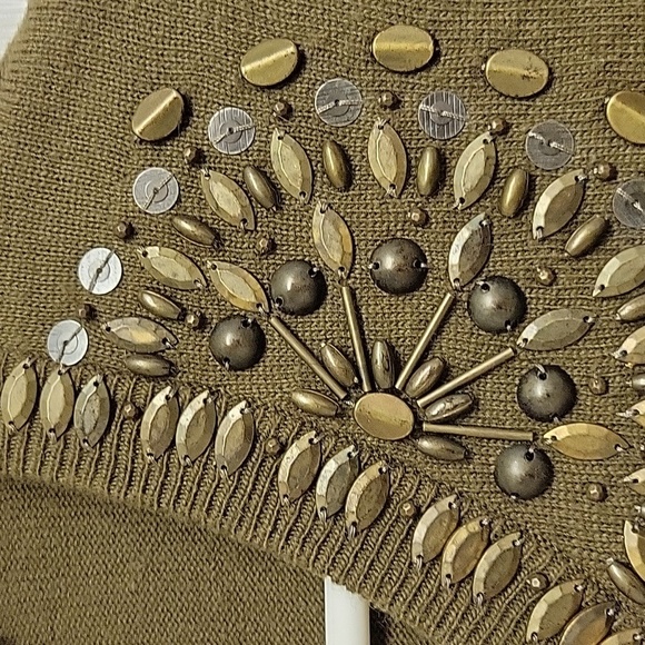 Boden moss green hook eye cardigan embellished sz 6 - Picture 3 of 6